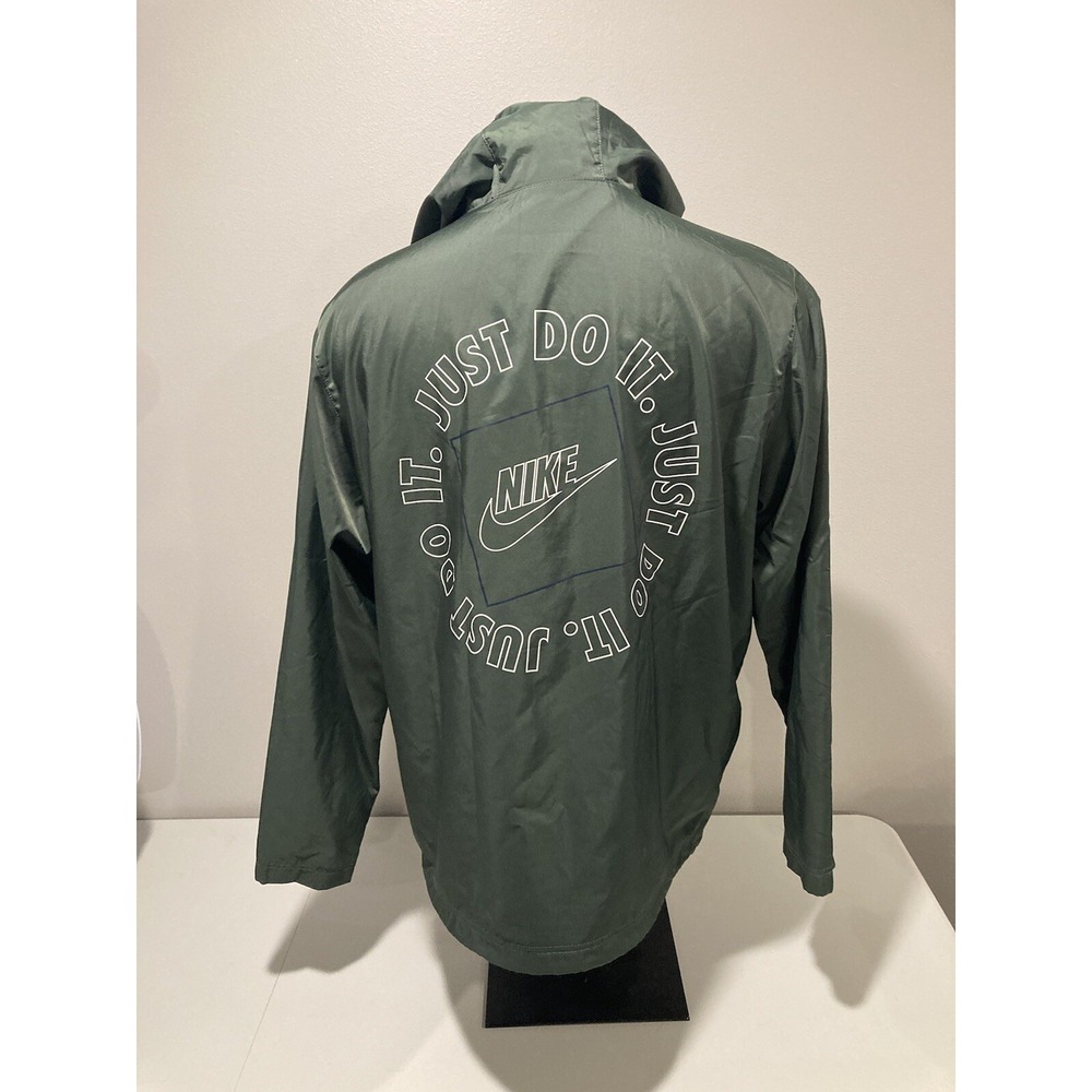 Vintage Nike 1/2 Zip Windbreaker Pullover Green Black Label Large Just Do It 90s - Picture 7 of 10